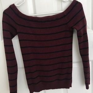 American eagle striped off the shoulder sweater